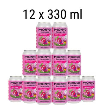   Monyo Velvet Meggy-Tőzegáfonya Kollagén Fun Soda - 12 x 330ml üdítő