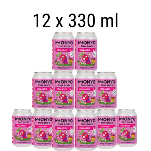 Monyo Velvet Meggy-Tőzegáfonya Kollagén Fun Soda - 12 x 330ml üdítő